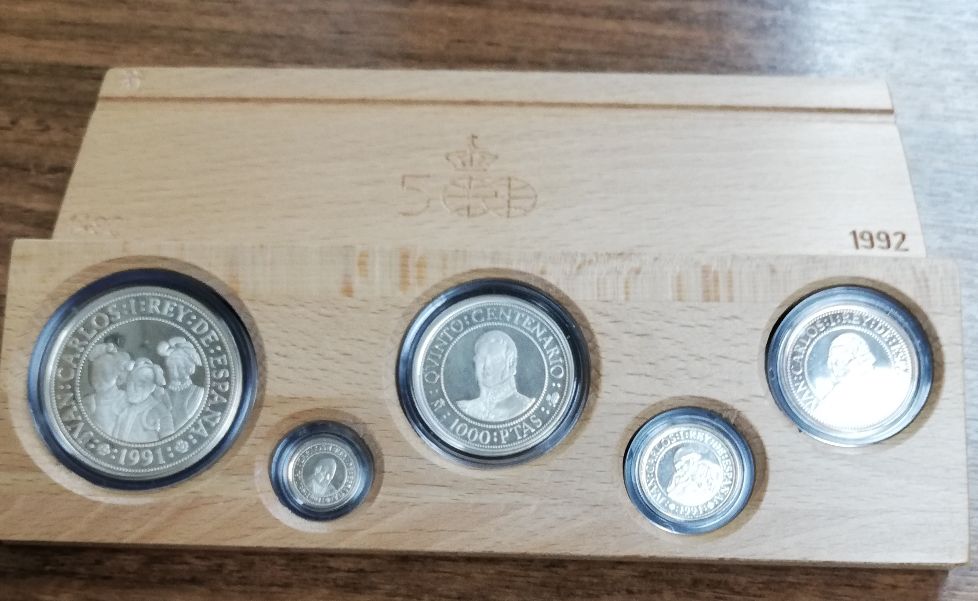 ESPAÑA DEL AÑO 1991 5º CENTENARIO 3ª SERIE ESTUCHE 5 MONEDAS 